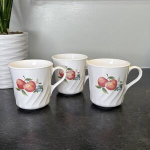 Vintage Corningware Corelle Chutney Swirl‎ Coffee Mug Tea Cups Set of 3 EUC